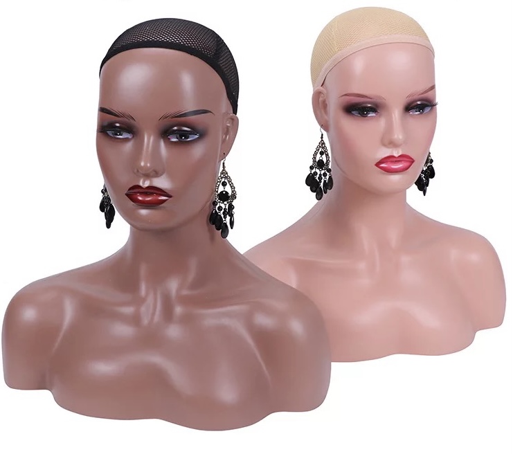 Realistic Female Mannequin Head with Shoulders for Display